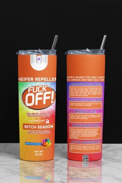 20 oz. Skinny Sublimation Tumblers-  F***k Off Spray