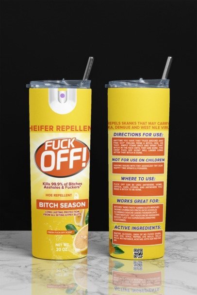 20 oz. Skinny Sublimation Tumblers-  F***k Off Spray