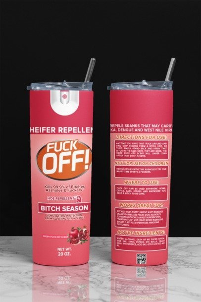 20 oz. Skinny Sublimation Tumblers-  F***k Off Spray
