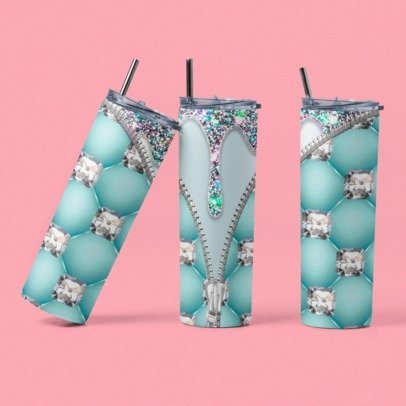 20 oz. Skinny Sublimation Tumbler- Blinging Drips