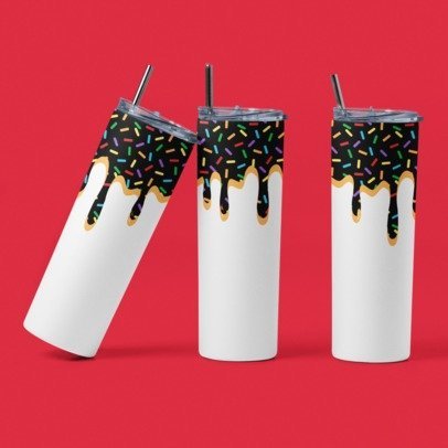 20 0z. Skinny Sublimation Tumblers- Candy Drips