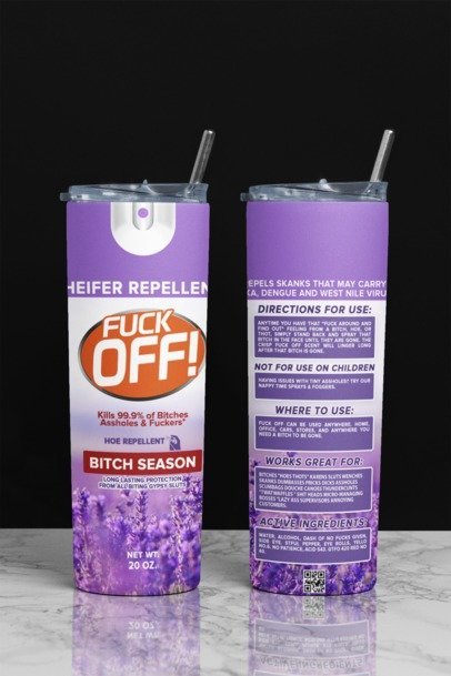 20 oz. Skinny Sublimation Tumblers-  F***k Off Spray