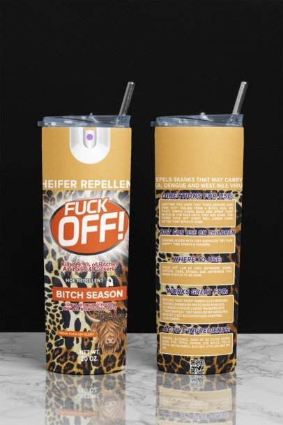 20 oz. Skinny Sublimation Tumblers-  F***k Off Spray