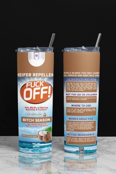 20 oz. Skinny Sublimation Tumblers-  F***k Off Spray