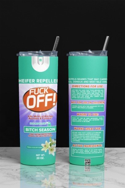 20 oz. Skinny Sublimation Tumblers-  F***k Off Spray