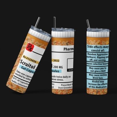 20 oz. Skinny Sublimation Tumbler- Prescription Bottles