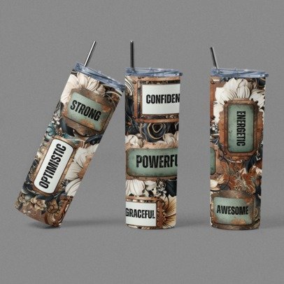 20 oz. Skinny Sublimation Tumbler- Positive Affirmations