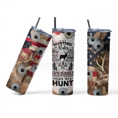20 oz. Skinny Sublimation Tumblers- Hunting Group 1