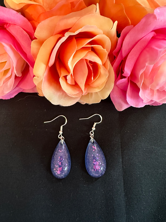Purple Glitter Mini Teardrop Earrings